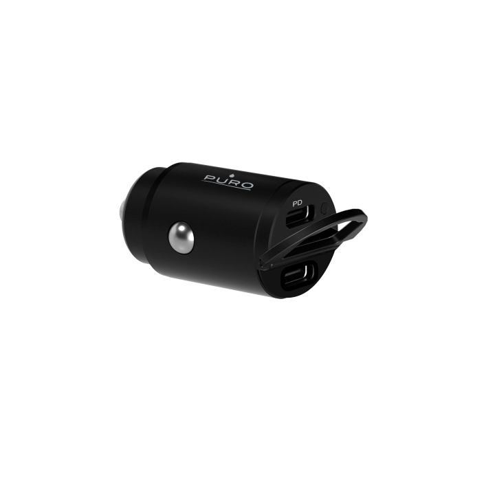 FCMCHUSBCC30WBLK Puro Fast Charger Power Delivery Mini Car Charger 1 USB-C + 1 USB-C, 30W Black - Image 1