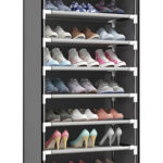 HOME USE υφασμάτινη παπουτσοθήκη HUH-0182 με 9 ράφια, 57x28x160cm, γκρι - 5210131089101
