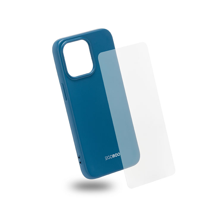 IPC13PTPUBLUEGL-glass EGOBOO Natural Collection backcover for iPhone 13 Pro, Sky Blue +Tempered Glass - Image 1