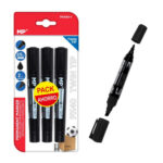 MP ανεξίτηλος μαρκαδόρος PE460-1, με 2x μύτες 2/5mm & 2mm, μαύρος, 3τμχ - 8435464119364