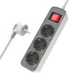 POWERTECH πολύπριζο ασφαλείας PT-1055, 3x schuko, 16A, 1.4m, λευκό - 5210131065914