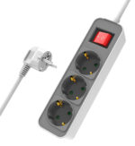 POWERTECH πολύπριζο ασφαλείας PT-1055, 3x schuko, 16A, 1.4m, λευκό - 5210131065914