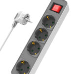 POWERTECH πολύπριζο ασφαλείας PT-1056, 4x schuko, 16A, 1.4m, λευκό - 5210131065921