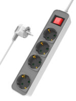 POWERTECH πολύπριζο ασφαλείας PT-1056, 4x schuko, 16A, 1.4m, λευκό - 5210131065921