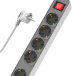 POWERTECH πολύπριζο ασφαλείας PT-1057, 5x schuko, 16A, 1.4m, λευκό - 5210131065938