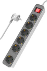 POWERTECH πολύπριζο ασφαλείας PT-1058, 6x schuko, 16A, 1.4m, λευκό - 5210131065945 - Image 2