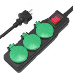 POWERTECH πολύπριζο PT-1070, 3x schuko, IP44, 16A, 1.5m, μαύρο - 5210131065822