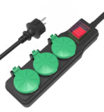 POWERTECH πολύπριζο PT-1070, 3x schuko, IP44, 16A, 1.5m, μαύρο - 5210131065822