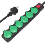 POWERTECH πολύπριζο PT-1071, 6x schuko, IP44, 16A, 1.5m, μαύρο - 5210131065839 - Image 2