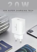 POWERTECH φορτιστής τοίχου PT-1091, USB-C, PD 20W, λευκός - 5210131071090 - Image 2