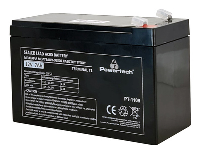 PT-1109 POWERTECH μπαταρία μολύβδου PT-1109, 12V 7Ah, T1 - 5210131073094 - Image 1