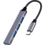 POWERTECH USB hub PT-1113, 4x θυρών, 5Gbps, USB-C σύνδεση, γκρι - 5210131074060