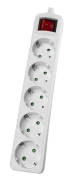 POWERTECH πολύπριζο PT-886, 5x schuko, 16A, χωρίς καλώδιο, λευκό - 5210131030967