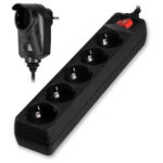 POWERTECH πολύπριζο ασφαλείας PT-994, 5+1 θέσεων schuko, 16A, 2m, μαύρο - 5210131052822 - Image 2