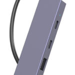 POWERTECH USB hub PTH-110, 4x θυρών, 10Gbps, USB-C σύνδεση, γκρι - 5210131080009