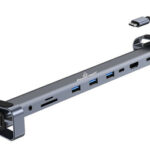 POWERTECH docking station PTR-0152, 10 θυρών, βάση laptop, USB-C, γκρι - 5210131099964