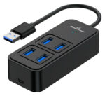 POWERTECH USB 3.2 hub PTR-0153, 4x θυρών, 5Gbps, USB σύνδεση, μαύρο - 5210131087480