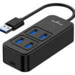 POWERTECH USB 3.2 hub PTR-0153, 4x θυρών, 5Gbps, USB σύνδεση, μαύρο - 5210131087480