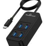 POWERTECH USB 3.2 hub PTR-0156 4x θυρών, 5Gbps, USB-C σύνδεση, 1m, μαύρο - 5210131094068