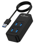 POWERTECH USB 3.2 hub PTR-0157, 4x θυρών, 5Gbps, USB σύνδεση, 1m, μαύρο - 5210131094075