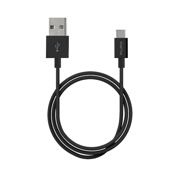 PWCUSBCBLK Puro White Cable in TPE da USB-A a Type-C, USB 2.0, 1 m Black - Image 1