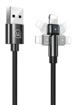 USAMS καλώδιο Lightning σε USB US-SJ476, περιστρεφόμενο, 2.1A, 1m, μαύρο - 6958444929248