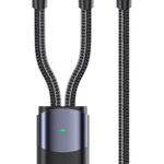 USAMS καλώδιο USB-C σε USB-C & Lightning US-SJ550, PD 100W, 1.2m, μαύρο - 6958444977065