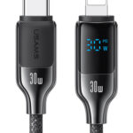 USAMS καλώδιο Lightning σε USB-C SJ741, 30W, 480Mbps, 1.2m, μαύρο - 6958444992310