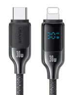USAMS καλώδιο Lightning σε USB-C SJ741, 30W, 480Mbps, 1.2m, μαύρο - 6958444992310