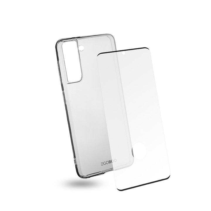 SS21TPUTRANGL EGOBOO Clear TPU for Samsung S21, Transparent + Tempered Glass - Image 1