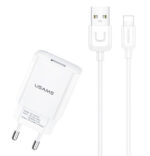 USAMS φορτιστής τοίχου T21OCLN01 με καλώδιο Lightning, USB 2.1A, λευκός - 6958444969916