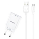 USAMS φορτιστής τοίχου T21OCMC01 με καλώδιο Micro USB, USB 2.1A, λευκός - 6958444969923