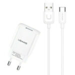 USAMS φορτιστής τοίχου T21OCTC01 με καλώδιο USB-C, USB 2.1A, λευκός - 6958444969930