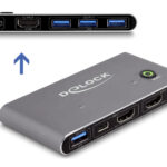 DELOCK HDMI KVM switch 18647 με 4x θύρες USB 5Gbps, 8K/30Hz, γκρι - 4043619186471