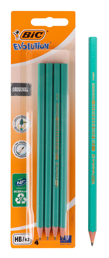 2168902762 BIC μολύβι γραφίτη 2168902762 Evolution, εξάγωνο, HB, πράσινο, 4τμχ - 3270220000167 - Image 1