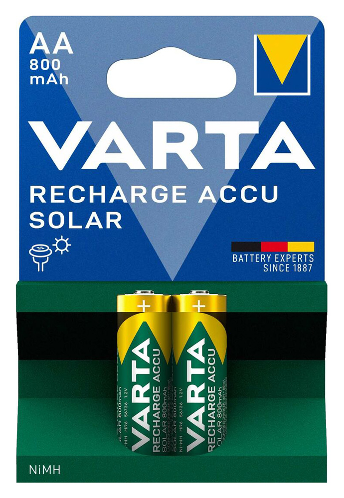 4008496658688 VARTA επαναφορτιζόμενες μπαταρίες λιθίου Solar, AA, 800mAh, 1.2V, 2τμχ - 4008496658688 - Image 1