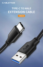 CABLETIME καλώδιο USB-C σε USB CMAMN, 3A, 5Gbps, 1m, μαύρο - 5210131038208 - Image 2