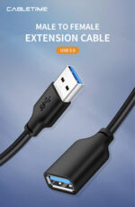CABLETIME καλώδιο προέκτασης USB CT-AMAFN, 5Gbps, 2m, μαύρο - 5210131038635 - Image 2
