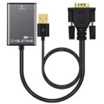 CABLETIME αντάπτορας HDMI σε VGA CT-VGAH με USB, 1080p, 0.15m, μαύρος - 5210131039182