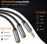 CABLETIME καλώδιο ήχου 3.5mm σε 2x 3.5mm CT-P12G, 3-pole, 20cm, μαύρο - 5210131039359 - Image 2