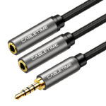 CABLETIME καλώδιο ήχου 3.5mm σε 2x 3.5mm CT-P12G4P, 4-pole, 20cm, μαύρο - 5210131039366