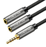CABLETIME καλώδιο ήχου 3.5mm σε 2x 3.5mm CT-P12G4P, 4-pole, 20cm, μαύρο - 5210131039366