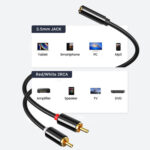 CABLETIME καλώδιο ήχου 3.5mm σε 2x RCA CT-H12G, 20cm, μαύρο - 5210131039519 - Image 2