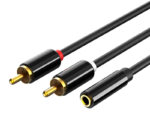 CABLETIME καλώδιο ήχου 3.5mm σε 2x RCA CT-H12G, 20cm, μαύρο - 5210131039519