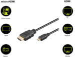 GOOBAY καλώδιο micro HDMI σε HDMI 53786 με Ethernet, 4K/60Hz, 3m, μαύρο - 4040849537868 - Image 2
