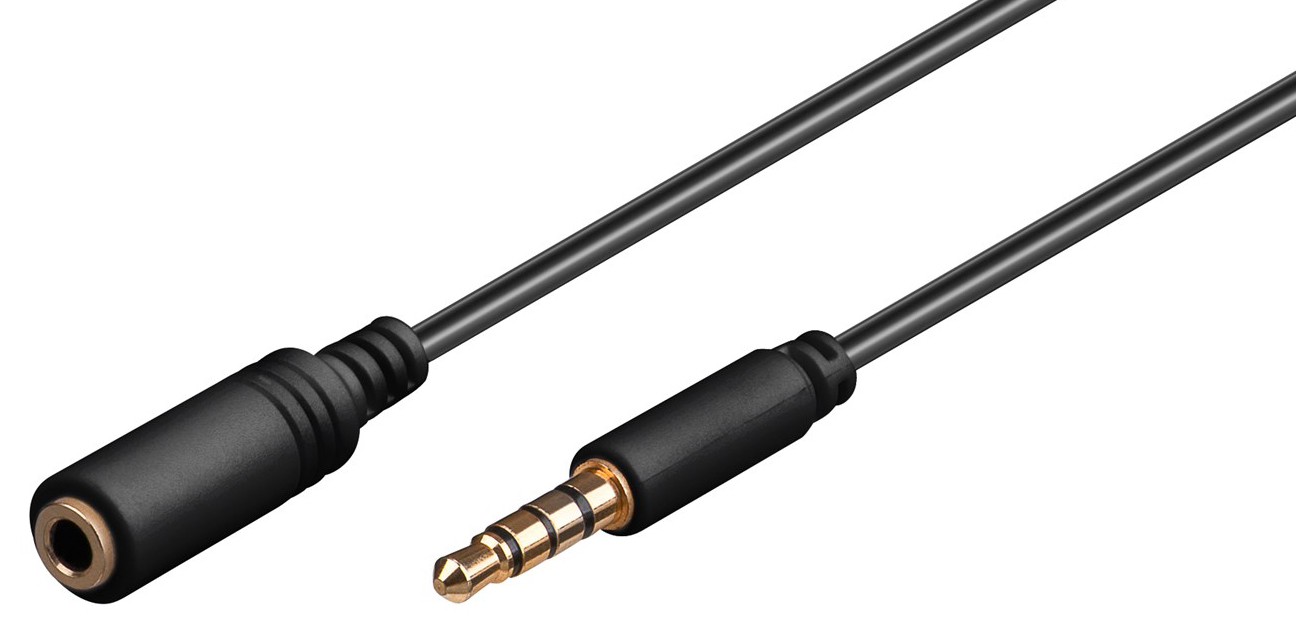 62480 GOOBAY προέκταση καλωδίου ήχου 3.5mm 62480, 4 pin stereo, CU, 3m, μαύρο - 4040849624803 - Image 1