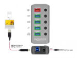 DELOCK USB hub 63262 με διακόπτες, 5x θυρών, 5Gbps, 2.4A, γκρι - 4043619632626 - Image 2