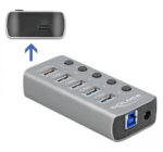DELOCK USB hub 63263 με διακόπτες, 6x θυρών, 5Gbps, 12V/2.25A PD, γκρι - 4043619632633