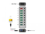 DELOCK USB hub 63264 με διακόπτες, 9x θυρών, 5Gbps, 12V/2.25A PD, γκρι - 4043619632640 - Image 2