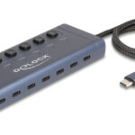 DELOCK USB-C hub 63410 με διακόπτες, 7x θυρών, 5Gbps, 20W, USB-C σύνδεση, μπλε - 4043619634101